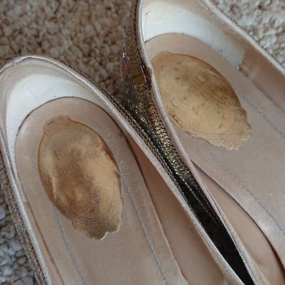Rene Caovilla gold tone sequin satin ballet flat size 37.5 - Picture 9 of 16